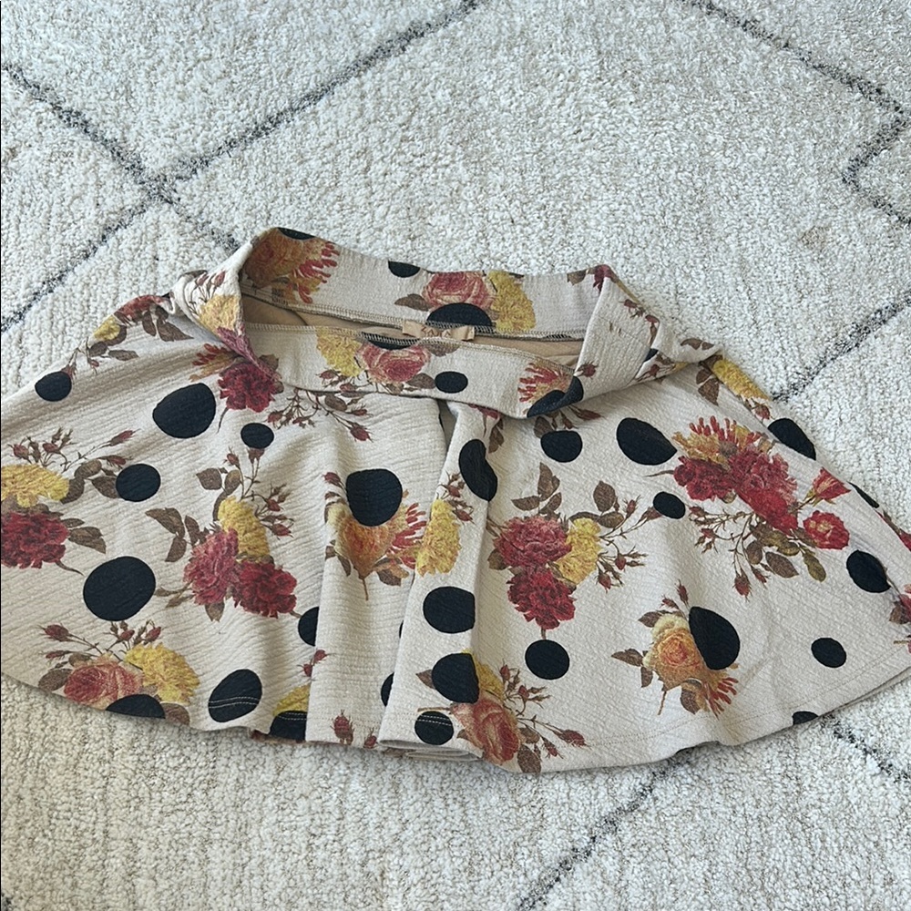 Zara Orange Brown Skater Mini Skirt with Pleats